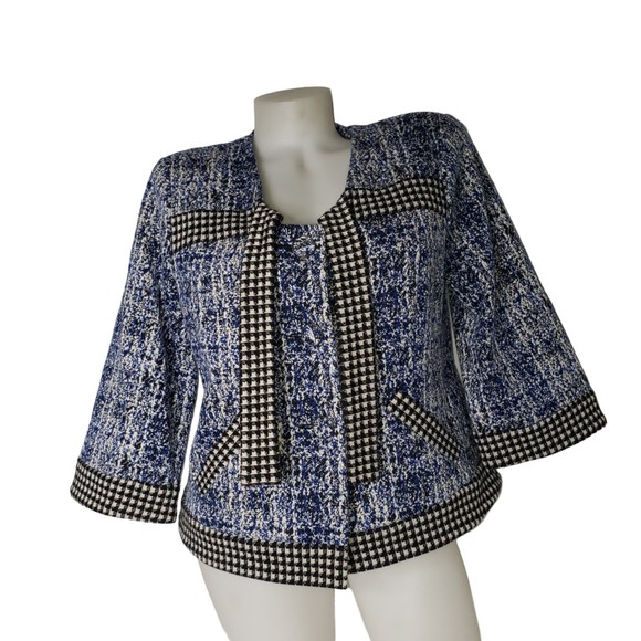 Cabi 21 Club Jacket Blue Jacquard Houndstooth Size Medium - Picture 12 of 12